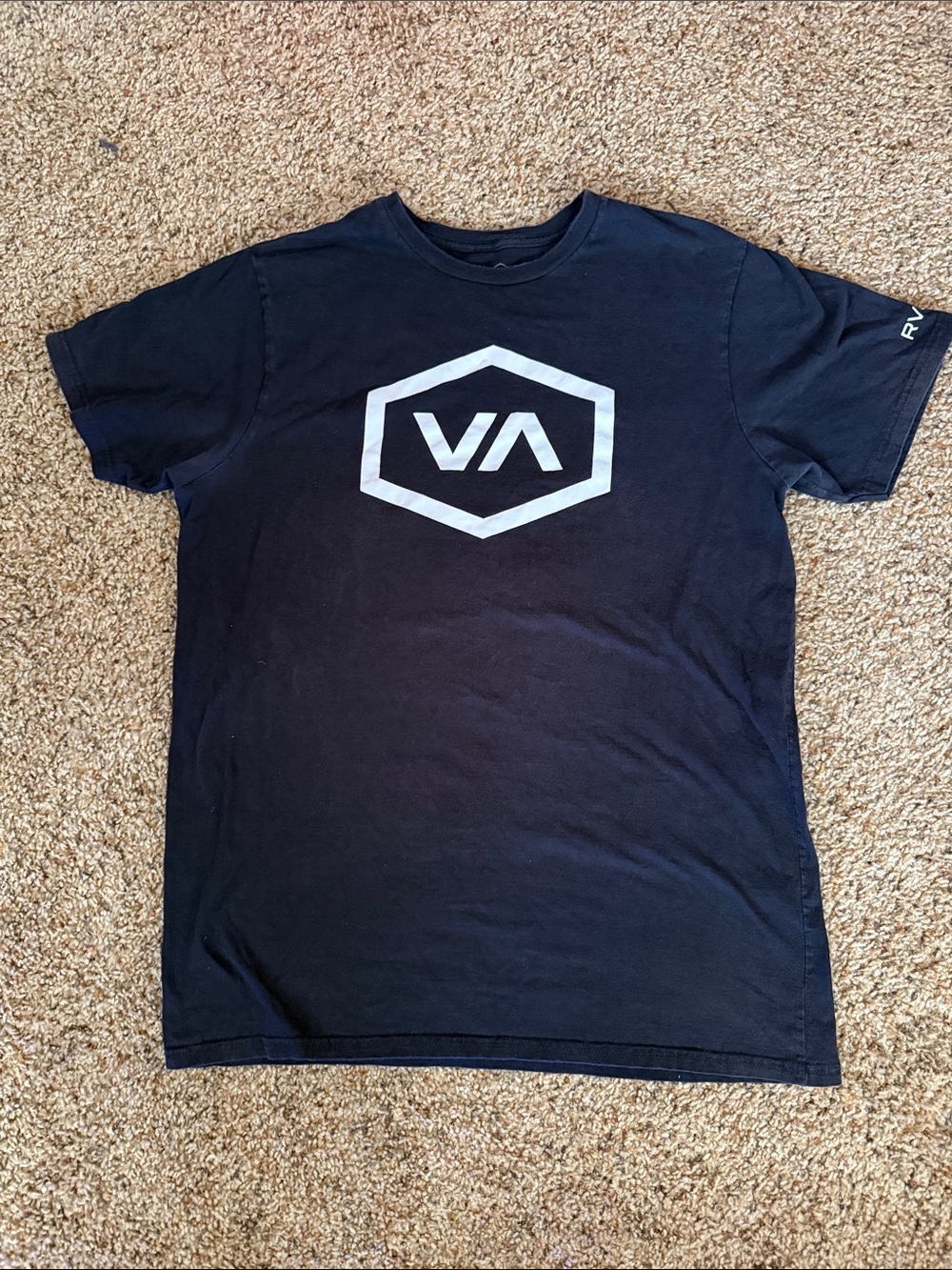 RVCA Black Short Sleeve Tee with White Hex Logo